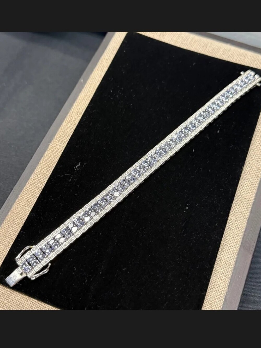 Sterling Silver Bondi Blue Tanzanite & Diamond Accent Bracelet 7.5"